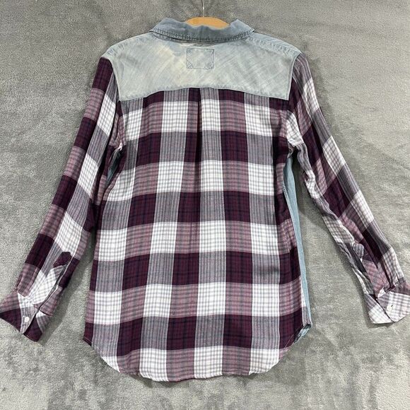 Rails Chambray Plaid Button Down Shirt Long Sleeve Collared Womens Size Medium - Picture 2 of 8